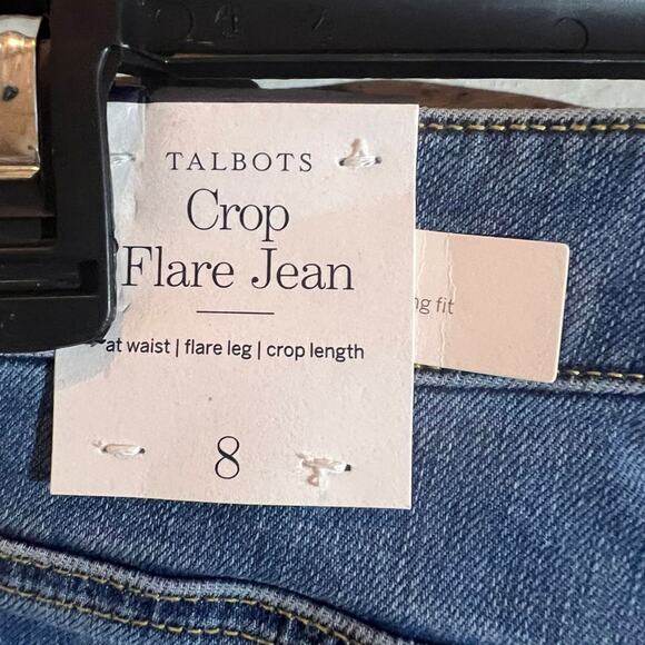 Talbots Crop Flare Jeans Womens Size 8 Blue High Rise Denim Strecht NEW - Picture 6 of 8